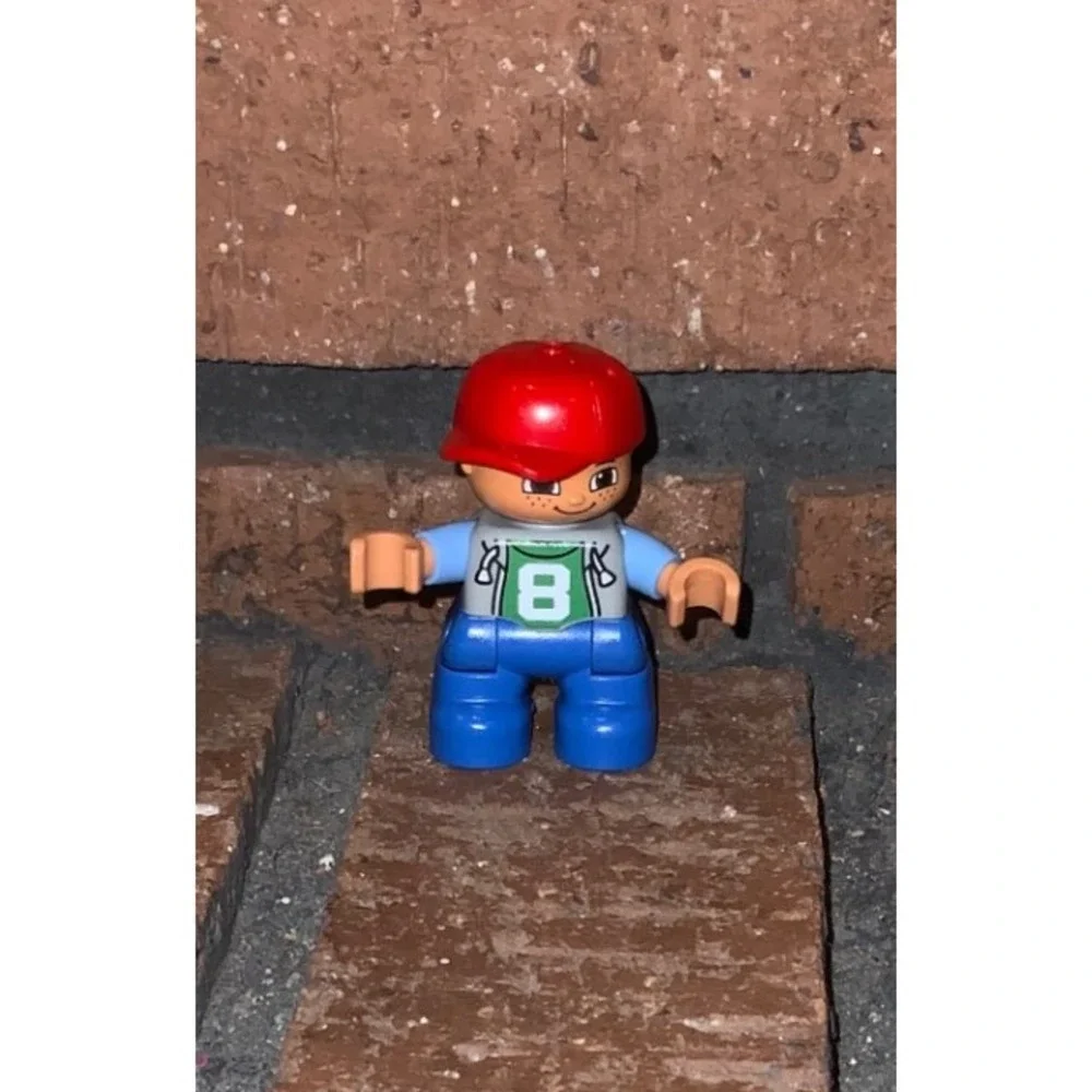LEGO Duplo Boy Child Red Hat Gray Shirt Blue Pants Figure